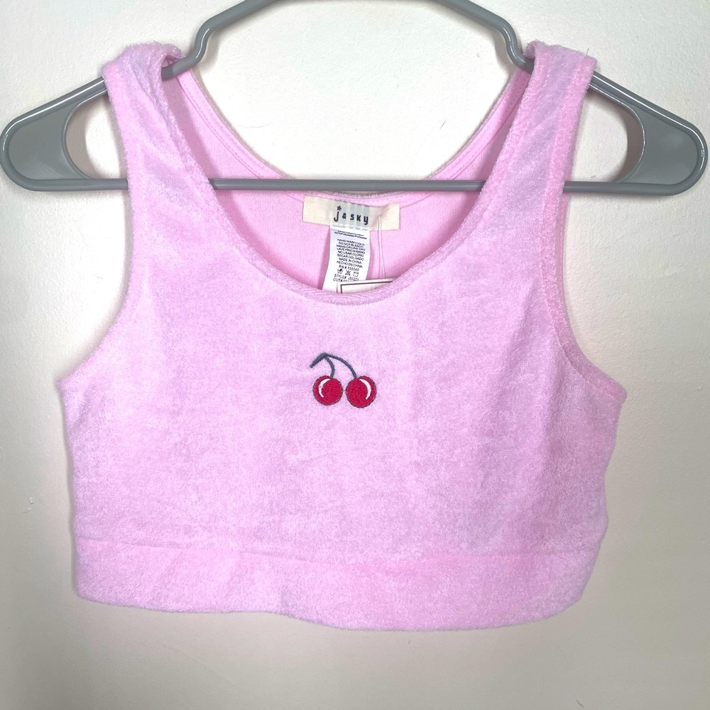 {NWT} J & SKY Cherry Embroidery Crop Top Medium